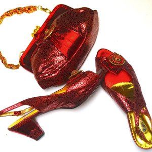 BURGUNDY LOW HEEL S&B SET